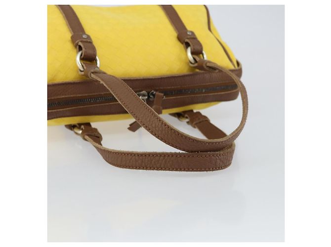 Autre Marque BORSO A MANO IN CANVAS INTRECCIATO BOTTEGA VENETA GIALLO ORO Auth hk3145 D'oro - vista 7