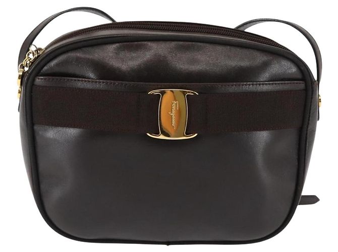 Borsa a Spalla Vala in Pelle Marrone Auth BA6802 di Salvatore Ferragamo - vista 13