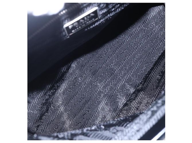 Borsa Tote PRADA in nylon e pelle nera argento autentica bs29882 Nero - vista 10