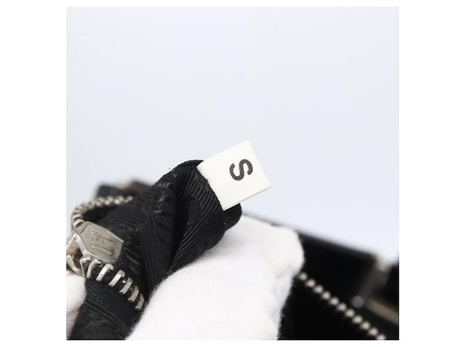 Borsa Tote PRADA in nylon e pelle nera argento autentica bs29882 Nero - vista 12