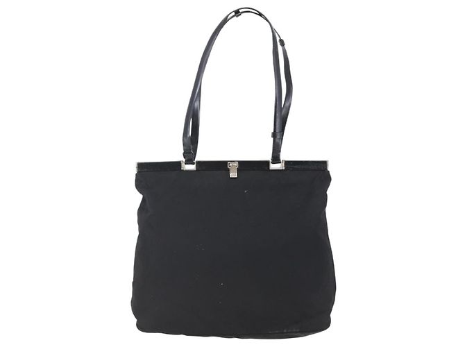 Borsa Tote PRADA in nylon e pelle nera argento autentica bs29882 Nero - vista 13