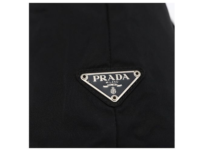 Borsa Tote PRADA in nylon e pelle nera argento autentica bs29882 Nero - vista 17