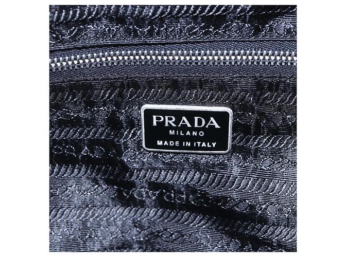 Borsa Tote PRADA in nylon e pelle nera argento autentica bs29882 Nero - vista 18