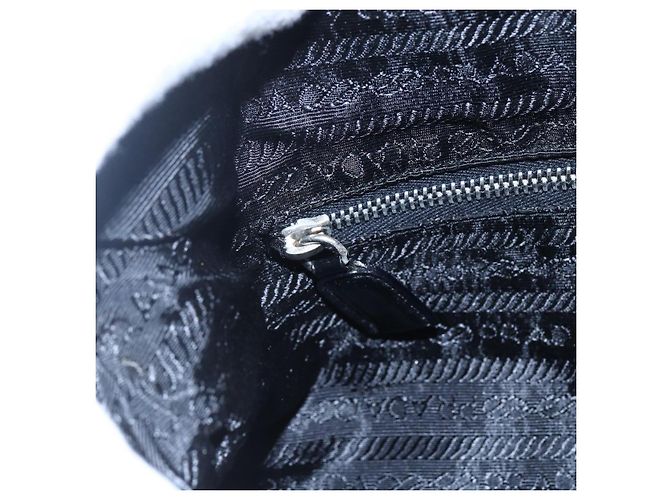 Borsa Tote PRADA in nylon e pelle nera argento autentica bs29882 Nero - vista 19