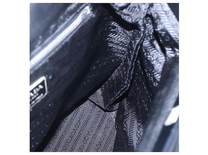 Borsa Tote PRADA in nylon e pelle nera argento autentica bs29882 Nero - vista 20