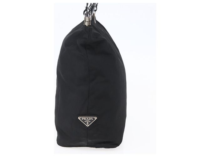 Borsa Tote PRADA in nylon e pelle nera argento autentica bs29882 Nero - vista 3