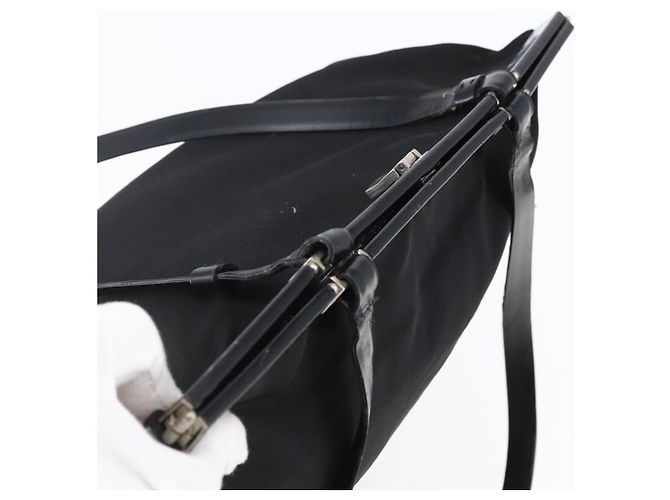 Borsa Tote PRADA in nylon e pelle nera argento autentica bs29882 Nero - vista 6