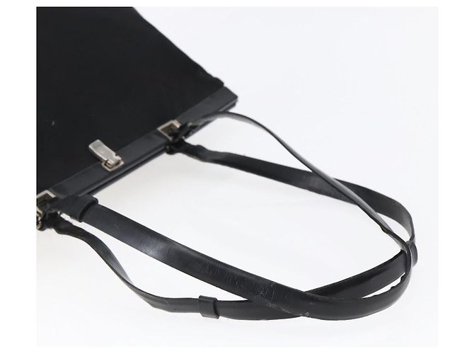 Borsa Tote PRADA in nylon e pelle nera argento autentica bs29882 Nero - vista 7