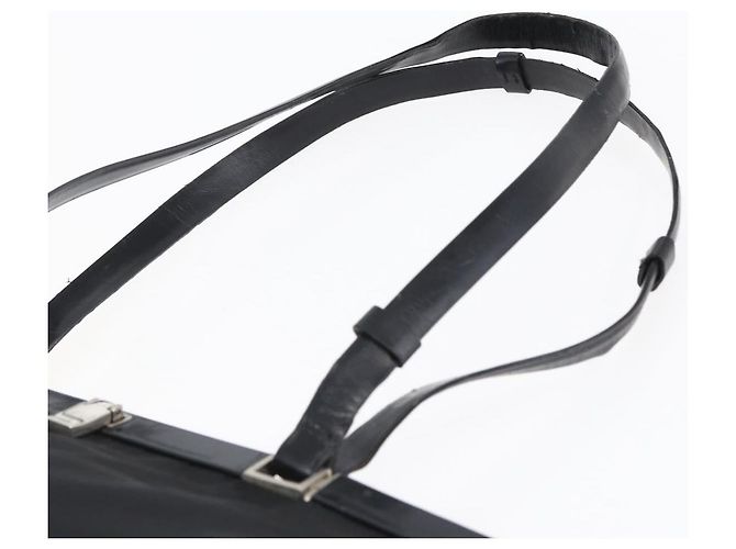 Borsa Tote PRADA in nylon e pelle nera argento autentica bs29882 Nero - vista 8