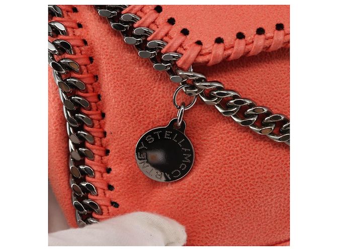 Autre Marque Borsa a spalla Falabella in suede arancione Stella McCartney 364519 Auth 145510 Argento - vista 10