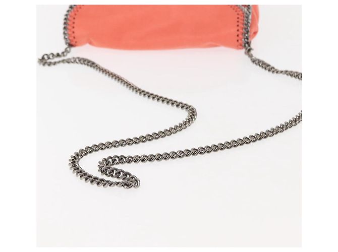Autre Marque Borsa a spalla Falabella in suede arancione Stella McCartney 364519 Auth 145510 Argento - vista 7