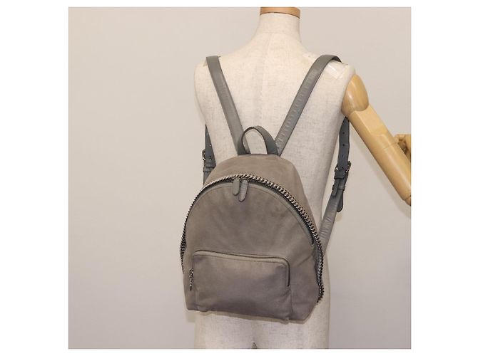Autre Marque Zaino Falabella Chain Stella McCartney in suede grigio argento 410905 Auth am9135 Marrone - vista 25