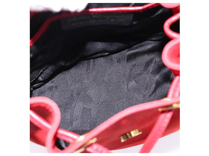 Zaino Vala in pelle rossa e oro Auth 145505 di Salvatore Ferragamo Rosso D'oro - vista 11