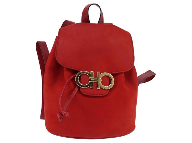 Zaino Vala in pelle rossa e oro Auth 145505 di Salvatore Ferragamo Rosso D'oro - vista 13