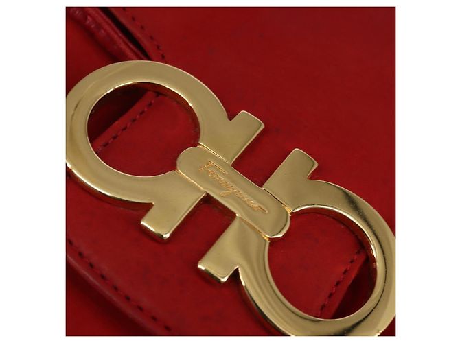 Zaino Vala in pelle rossa e oro Auth 145505 di Salvatore Ferragamo Rosso D'oro - vista 17
