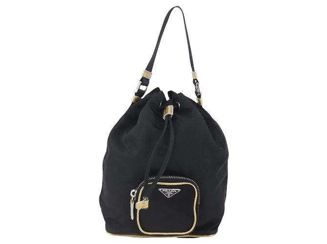 PRADA Borsa a mano in nylon nero argento Auth 147526 - vista 13