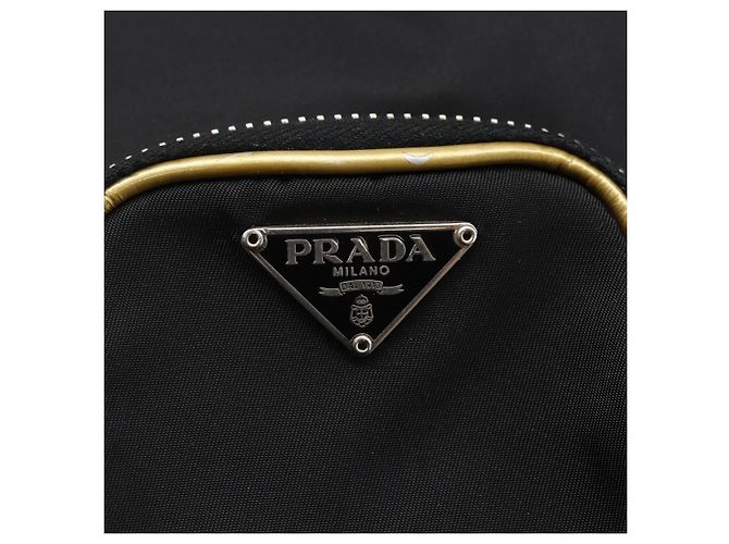 PRADA Borsa a mano in nylon nero argento Auth 147526 - vista 18