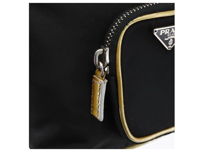 PRADA Borsa a mano in nylon nero argento Auth 147526 - vista 19