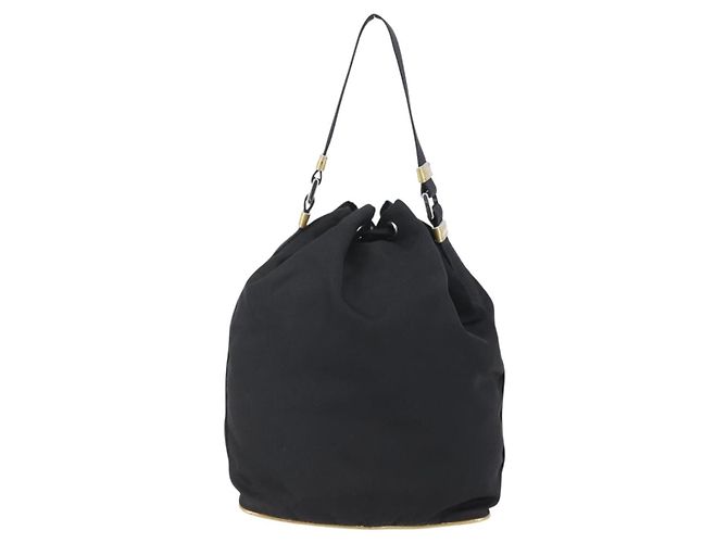 PRADA Borsa a mano in nylon nero argento Auth 147526 - vista 2