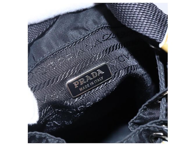 PRADA Borsa a mano in nylon nero argento Auth 147526 - vista 20