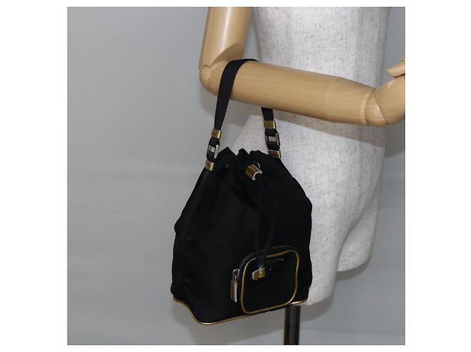 PRADA Borsa a mano in nylon nero argento Auth 147526 - vista 24
