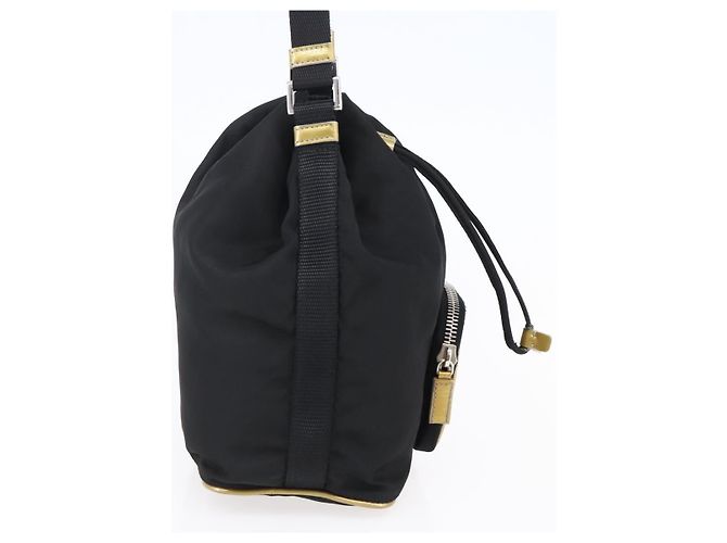 PRADA Borsa a mano in nylon nero argento Auth 147526 - vista 3