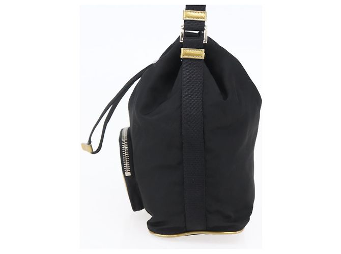 PRADA Borsa a mano in nylon nero argento Auth 147526 - vista 4
