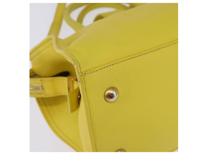 SAINT LAURENT Petit Kabas Borsa a Mano Pelle 2in1 Oro Giallo Auth BA7092 D'oro - vista 15