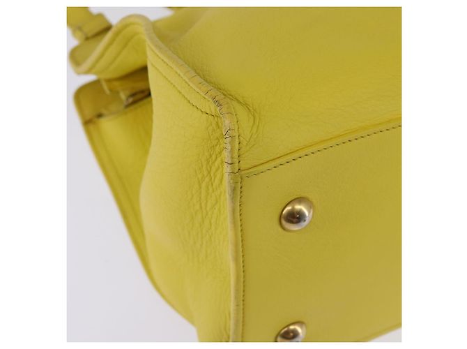 SAINT LAURENT Petit Kabas Borsa a Mano Pelle 2in1 Oro Giallo Auth BA7092 D'oro - vista 16
