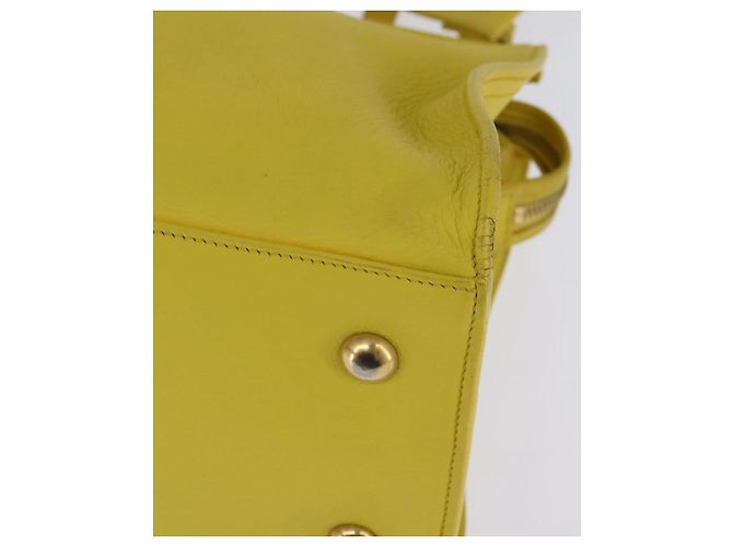 SAINT LAURENT Petit Kabas Borsa a Mano Pelle 2in1 Oro Giallo Auth BA7092 D'oro - vista 17