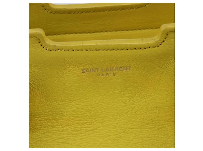 SAINT LAURENT Petit Kabas Borsa a Mano Pelle 2in1 Oro Giallo Auth BA7092 D'oro - vista 18