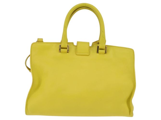 SAINT LAURENT Petit Kabas Borsa a Mano Pelle 2in1 Oro Giallo Auth BA7092 D'oro - vista 2
