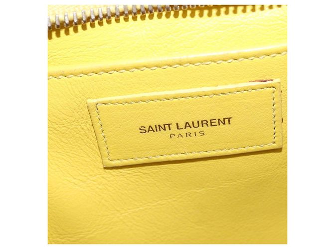 SAINT LAURENT Petit Kabas Borsa a Mano Pelle 2in1 Oro Giallo Auth BA7092 D'oro - vista 20