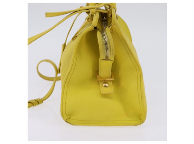 SAINT LAURENT Petit Kabas Borsa a Mano Pelle 2in1 Oro Giallo Auth BA7092 D'oro - vista 3