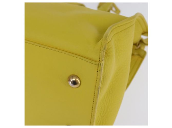 SAINT LAURENT Petit Kabas Borsa a Mano Pelle 2in1 Oro Giallo Auth BA7092 D'oro - vista 9