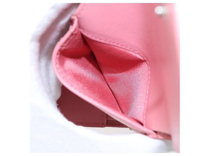 CHANEL V Stitch COCO Mark Cartera Trifold de Piel de Cordero Rosa Plata CC Auth 146750 - vista 22