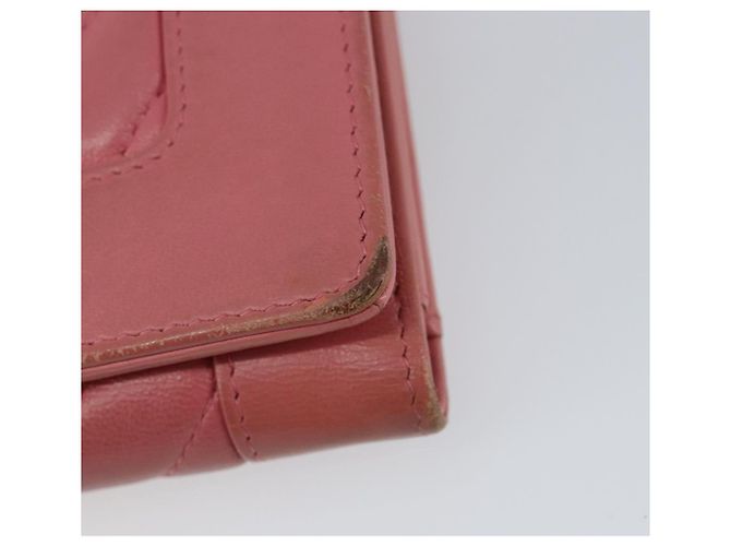 CHANEL V Stitch COCO Mark Cartera Trifold de Piel de Cordero Rosa Plata CC Auth 146750 - vista 8