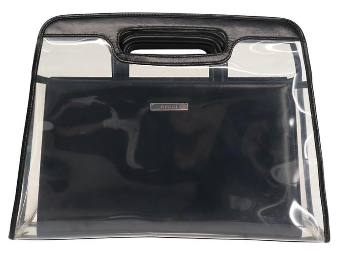 Borsa a mano GUCCI in vinile nero trasparente Auth ep11074 - vista 13