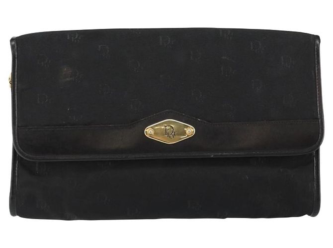 Borsa a spalla con catena Christian Dior in nylon nero e oro Auth yk19698 D'oro - vista 13