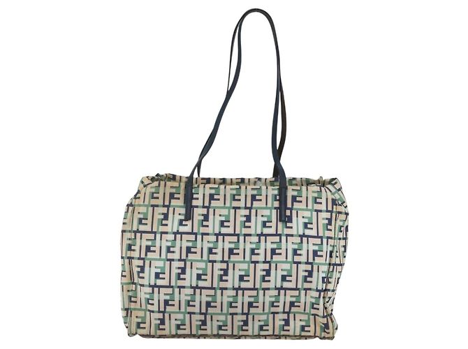 FENDI Zucca Canvas Tote Bag Navy Auth 147615 Marineblau - Ansicht 2