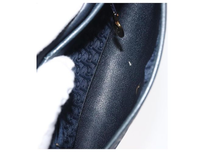 Borsa a Spalla in Tela Trotter Christian Dior Blu Navy Oro Auth bs30159 D'oro - vista 12