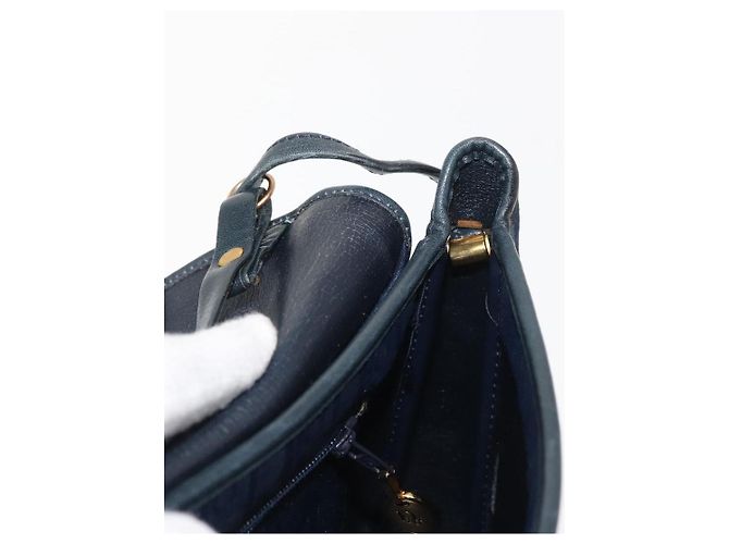 Borsa a Spalla in Tela Trotter Christian Dior Blu Navy Oro Auth bs30159 D'oro - vista 18