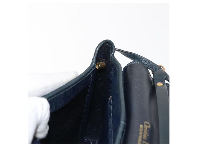 Borsa a Spalla in Tela Trotter Christian Dior Blu Navy Oro Auth bs30159 D'oro - vista 19