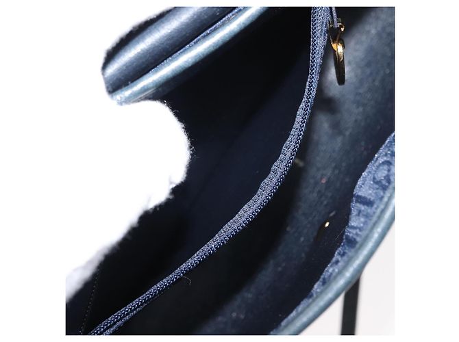 Borsa a Spalla in Tela Trotter Christian Dior Blu Navy Oro Auth bs30159 D'oro - vista 20
