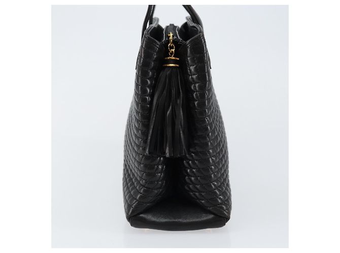 BALLY Borsa a Mano in Pelle Nera e Oro Auth BA7018 Nero D'oro - vista 4