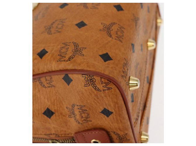 Borsa MCM Vicetos Logogram PVC 2 in 1 Marrone Oro Auth BA5195 D'oro - vista 10