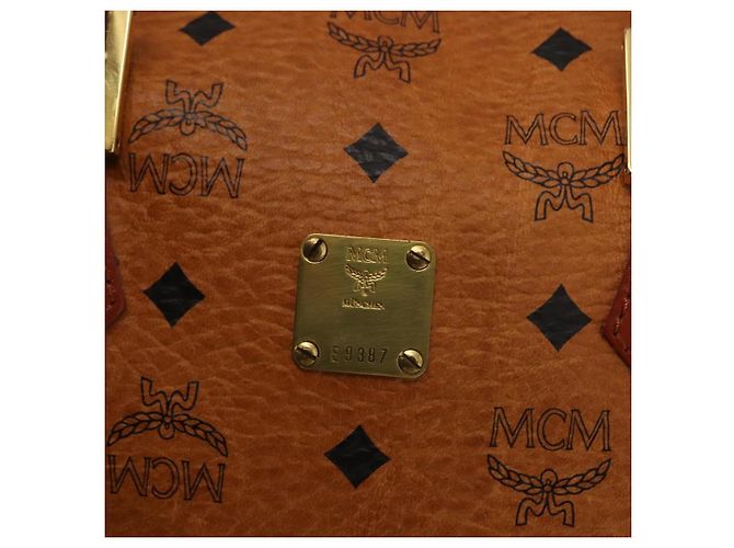 Borsa MCM Vicetos Logogram PVC 2 in 1 Marrone Oro Auth BA5195 D'oro - vista 12