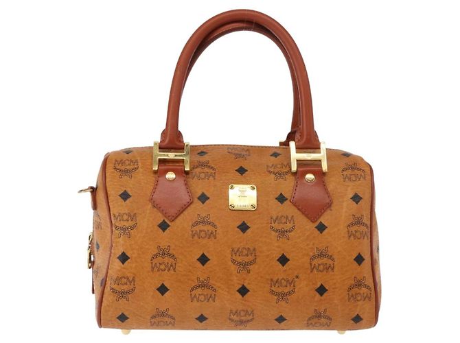Borsa MCM Vicetos Logogram PVC 2 in 1 Marrone Oro Auth BA5195 D'oro - vista 13