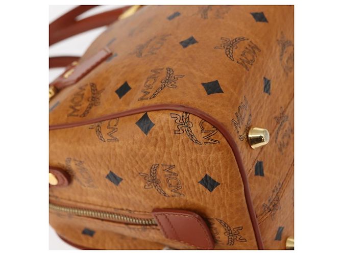 Borsa MCM Vicetos Logogram PVC 2 in 1 Marrone Oro Auth BA5195 D'oro - vista 16