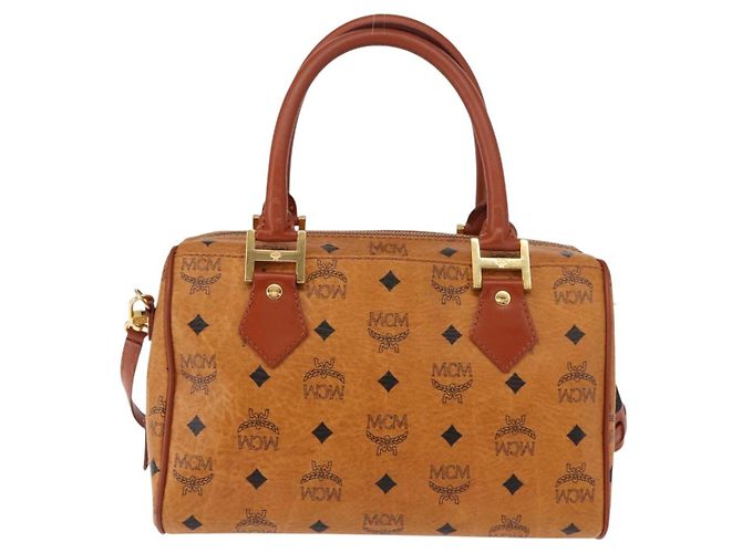 Borsa MCM Vicetos Logogram PVC 2 in 1 Marrone Oro Auth BA5195 D'oro - vista 2